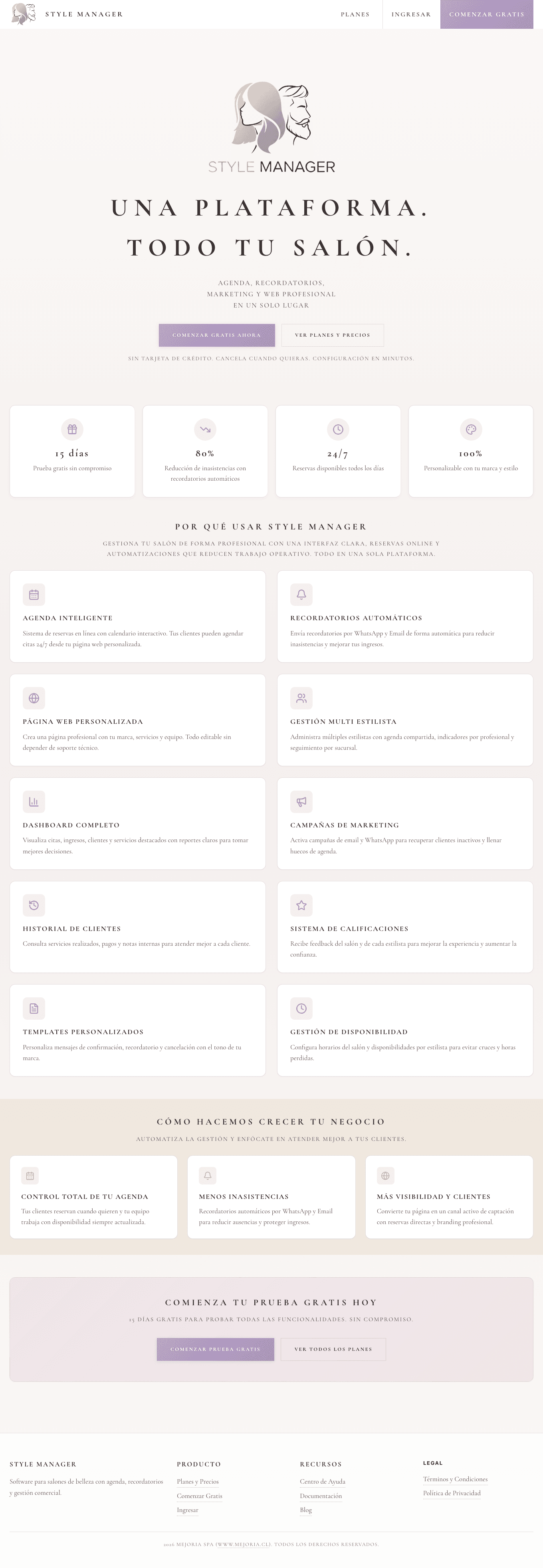 Vista general o página de inicio del producto.